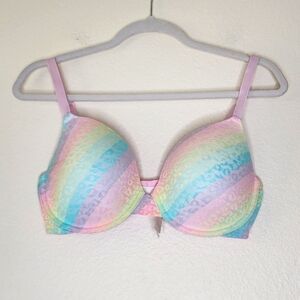 Victoria's Secret PINK Pastel Rainbow Wear Everywhere Push-Up Bra 34DD